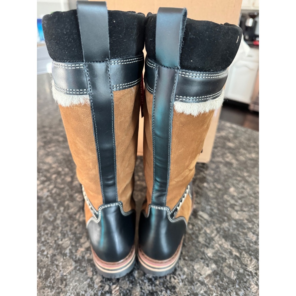 $529 Overland Ilka Tall Laced Boots Black Tan Leather Suede shoes EU 40, 9 NWB - Picture 10 of 12